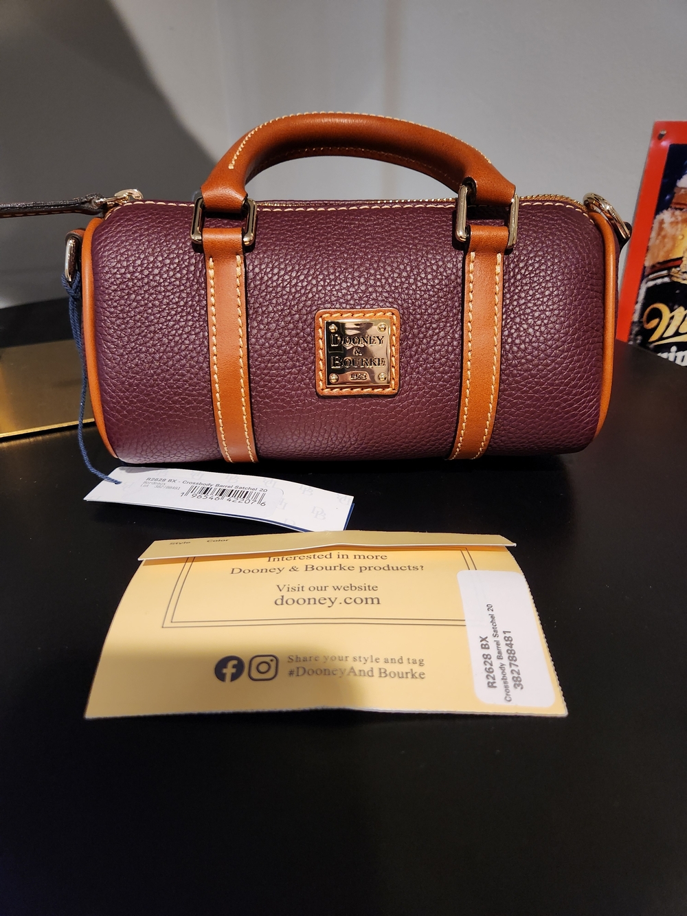 Dooney & Bourke Mini Barrel Crossbody Bordeaux Leather (R2628 BX) - Picture 9 of 10